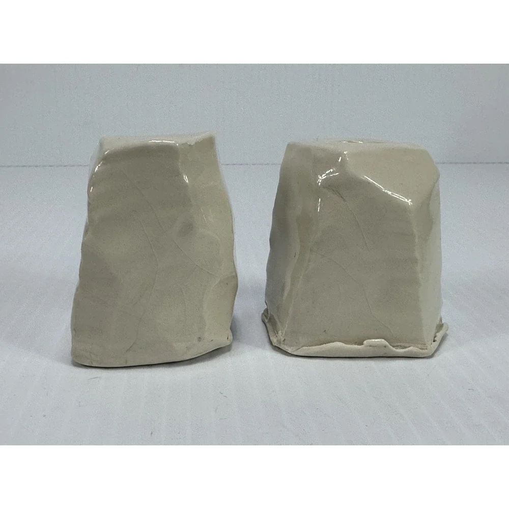 Vintage Handmade Ceramic MCM Pair Pottery‎ Candlestick Candle Holder Stamped SB